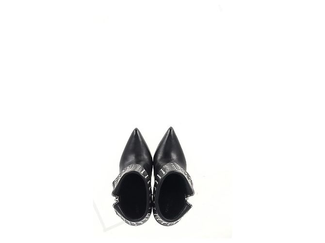 Stivaletti a risvolto con borchie Saint Laurent Paris in pelle nera Nero - vista 9