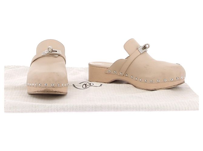 Mule e zoccoli Hermès T.EU 37 Pelle Crudo - vista 7
