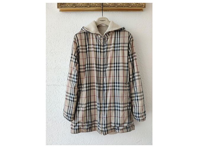 BURBERRY GIACCA IN NYLON CHECK E REVERSIBILE CASHMERE. Nero Bianco Beige - vista 2