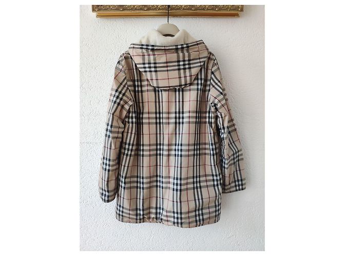 BURBERRY GIACCA IN NYLON CHECK E REVERSIBILE CASHMERE. Nero Bianco Beige - vista 4