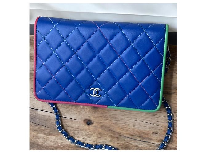 Wallet On Chain Rara cartera acolchada azul CHANEL 2019 con cadena Multicolor - vista 5