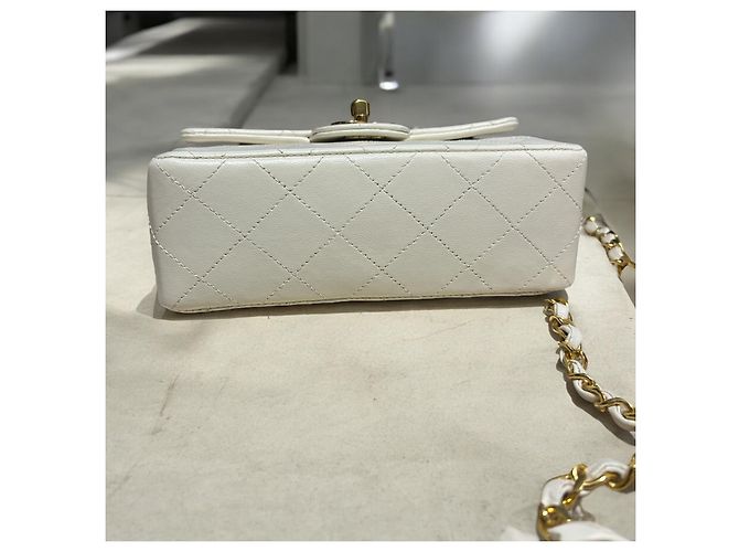 2004’ Vintage CHANEL Quilted Mini Square Flap Bag White Gold hardware - view 11