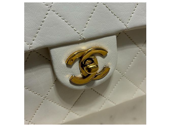 2004’ Vintage CHANEL Quilted Mini Square Flap Bag White Gold hardware - view 12