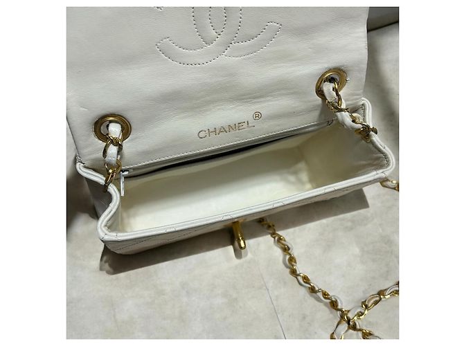 2004’ Vintage CHANEL Quilted Mini Square Flap Bag White Gold hardware - view 14