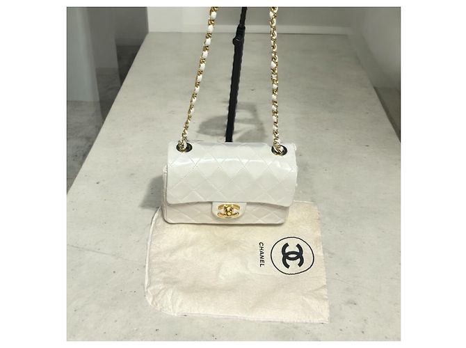 2004’ Vintage CHANEL Quilted Mini Square Flap Bag White Gold hardware - view 18