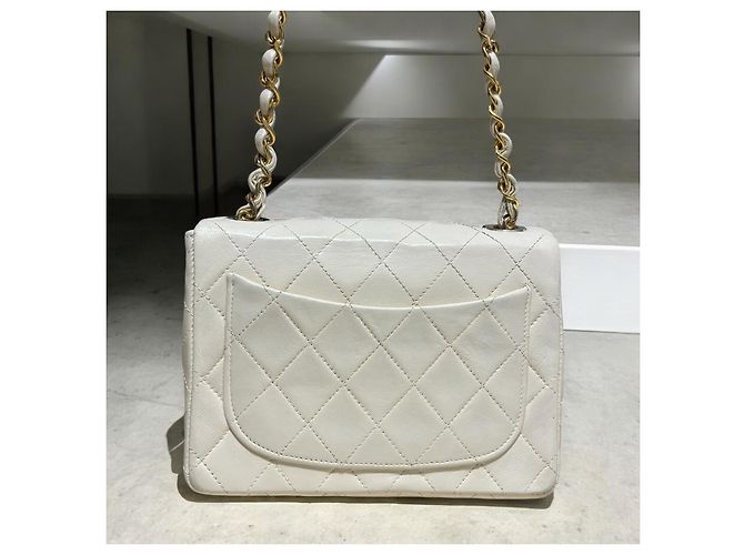 2004’ Vintage CHANEL Quilted Mini Square Flap Bag White Gold hardware - view 6