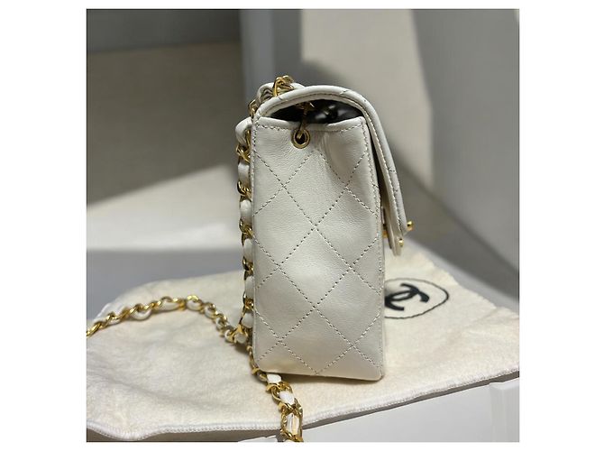 2004’ Vintage CHANEL Quilted Mini Square Flap Bag White Gold hardware - view 9