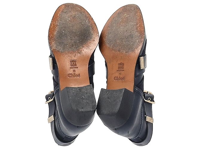 Botas de tornozelo Chloé com fivela e detalhes de cadarço em camurça preta Preto - vista 6
