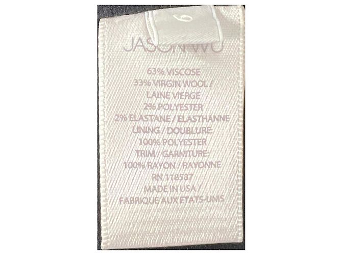 Vestido midi peplum a rayas en negro de viscosa de Jason Wu - vista 12