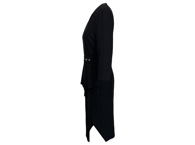Vestido midi peplum a rayas en negro de viscosa de Jason Wu - vista 2