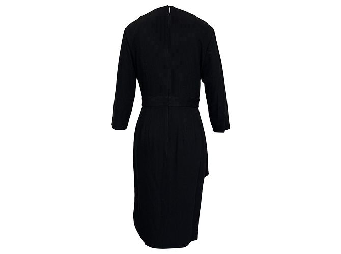 Vestido midi peplum a rayas en negro de viscosa de Jason Wu - vista 3