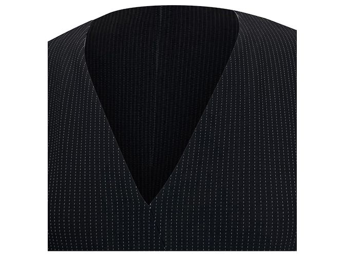 Vestido midi peplum a rayas en negro de viscosa de Jason Wu - vista 4