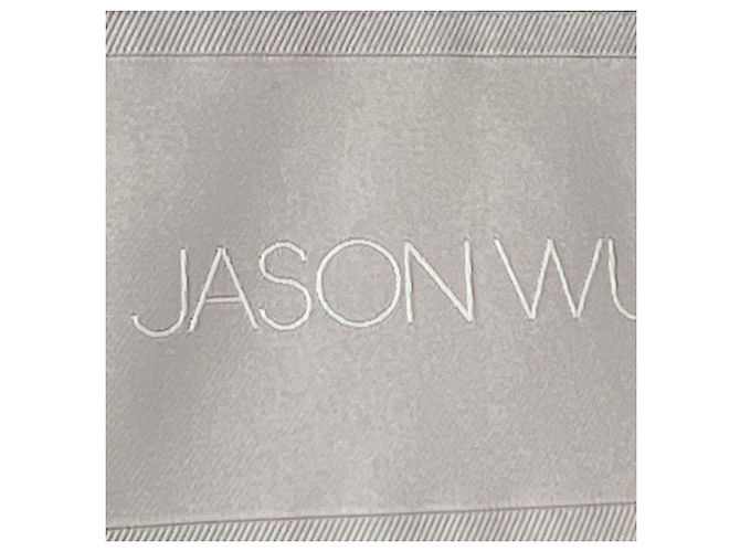 Vestido midi peplum a rayas en negro de viscosa de Jason Wu - vista 5