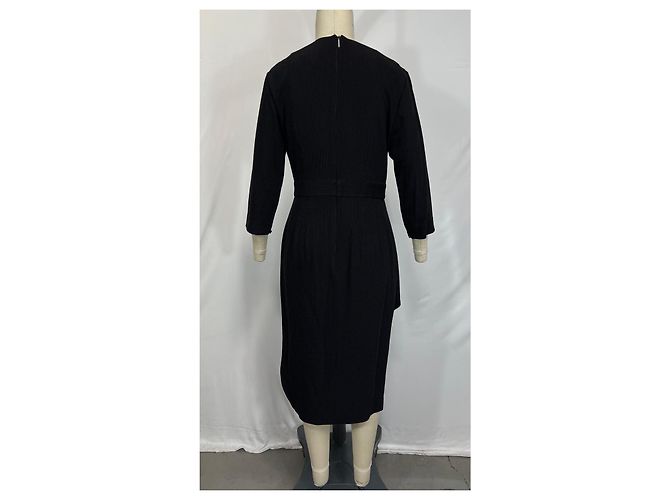 Vestido midi peplum a rayas en negro de viscosa de Jason Wu - vista 9