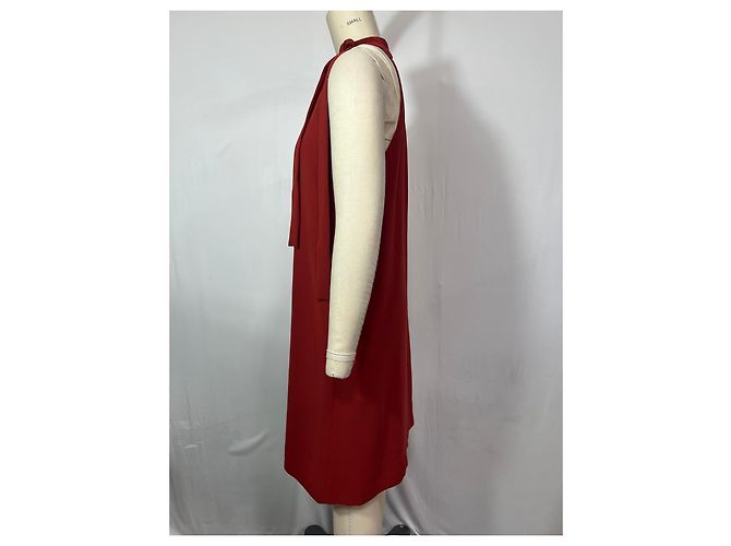 Vestido de crepé rojo con cuello de lazo Espere Admiral de Theory - vista 11