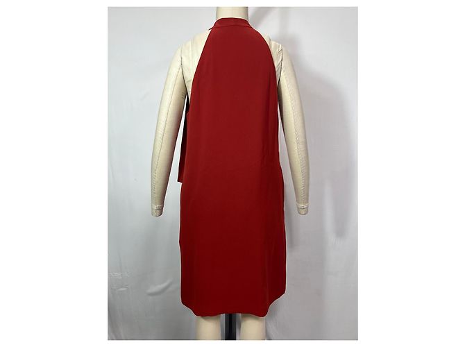 Vestido de crepé rojo con cuello de lazo Espere Admiral de Theory - vista 12