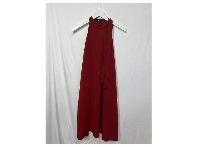 Vestido de crepé rojo con cuello de lazo Espere Admiral de Theory - vista 16