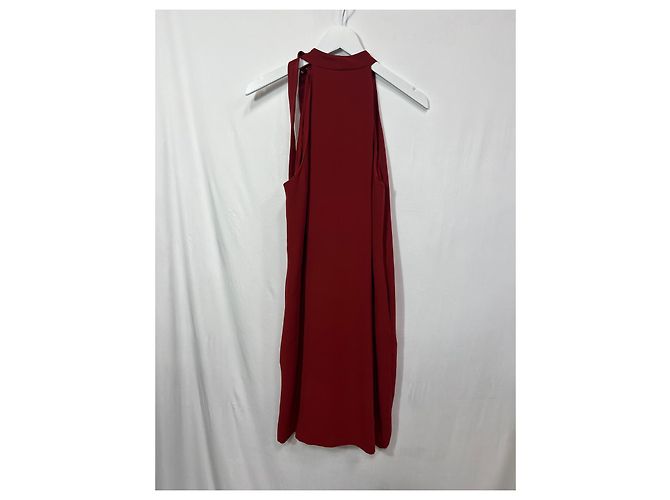 Vestido de crepé rojo con cuello de lazo Espere Admiral de Theory - vista 17