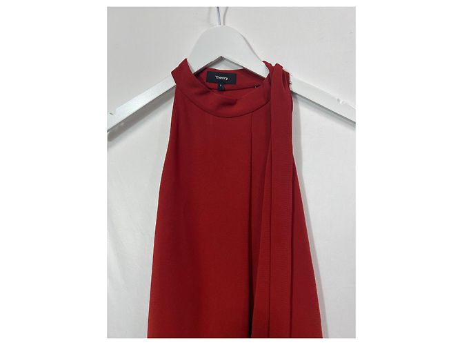Vestido de crepé rojo con cuello de lazo Espere Admiral de Theory - vista 18
