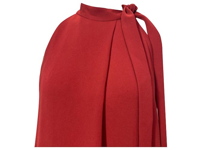 Vestido de crepé rojo con cuello de lazo Espere Admiral de Theory - vista 5