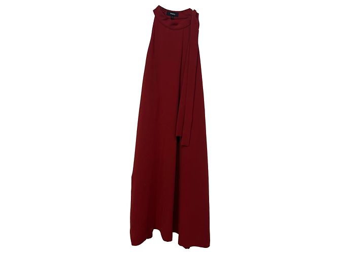 Vestido de crepé rojo con cuello de lazo Espere Admiral de Theory - vista 7