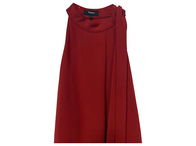 Vestido de crepé rojo con cuello de lazo Espere Admiral de Theory - vista 9