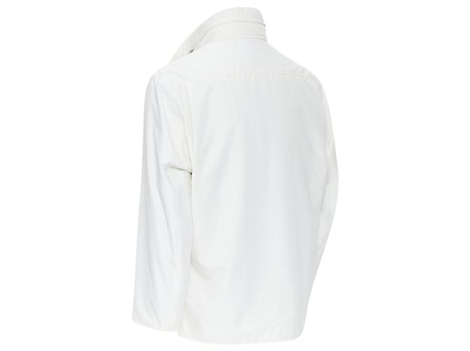 Hermès HERMES white outer leather zip pull striped cotton hooded anorak jacket - view 5