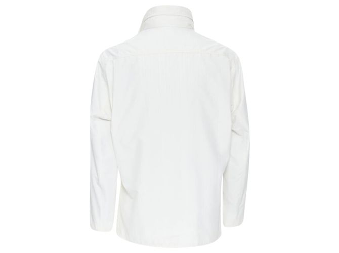 Hermès HERMES white outer leather zip pull striped cotton hooded anorak jacket - view 6