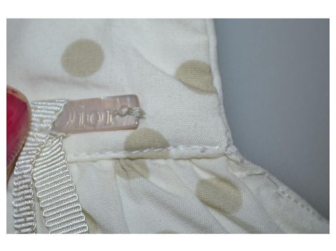 Top de lunares Christian Dior de algodón blanco beige - vista 3