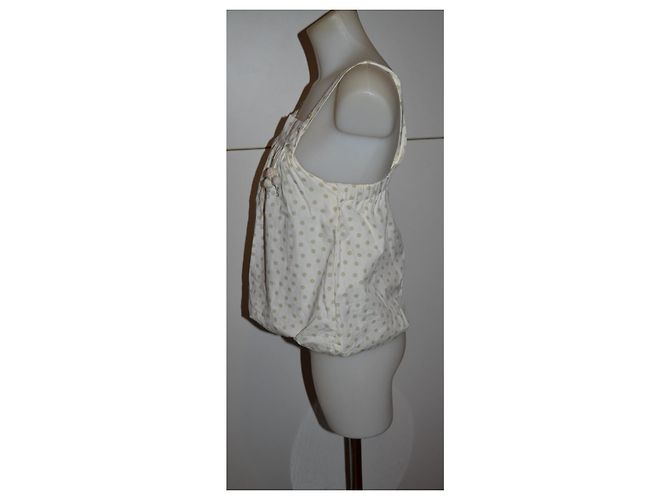 Top de lunares Christian Dior de algodón blanco beige - vista 4