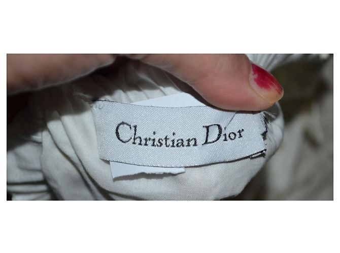 Top de lunares Christian Dior de algodón blanco beige - vista 6