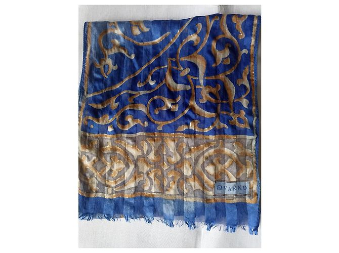 Autre Marque Foulard in seta Vakko blu - vista 3