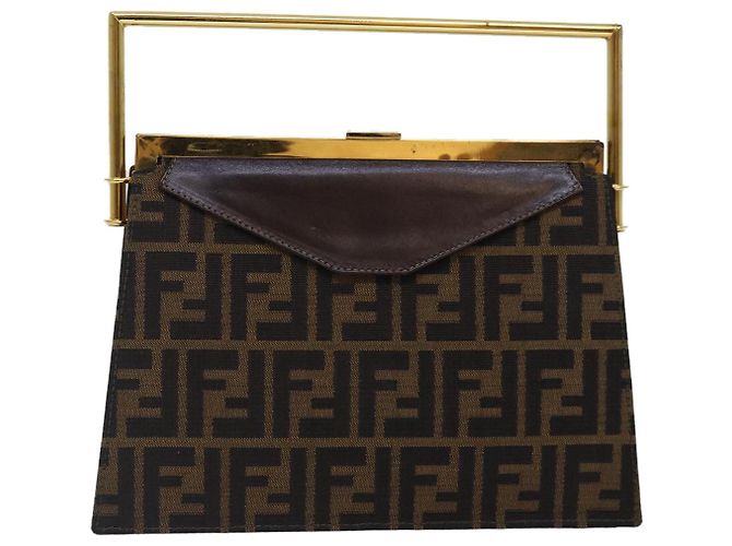 Borsa a mano in tela Zucca FENDI oro nero marrone Auth yk14520A D'oro - vista 13