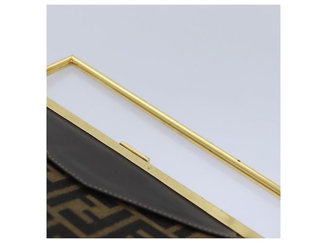 Borsa a mano in tela Zucca FENDI oro nero marrone Auth yk14520A D'oro - vista 14