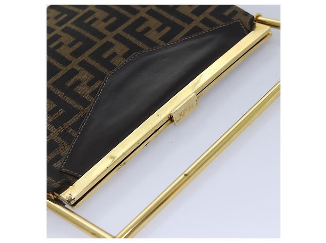 Borsa a mano in tela Zucca FENDI oro nero marrone Auth yk14520A D'oro - vista 6