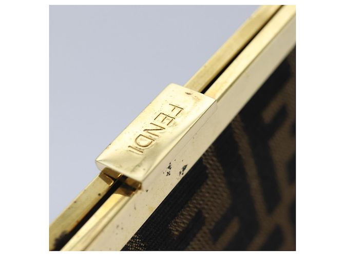 Borsa a mano in tela Zucca FENDI oro nero marrone Auth yk14520A D'oro - vista 9