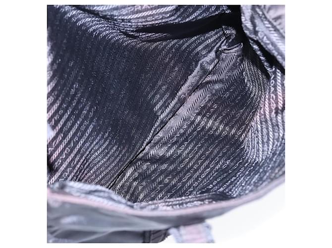 PRADA Borsa Tote Nylon Argento Nero Auth bs17886 - vista 24