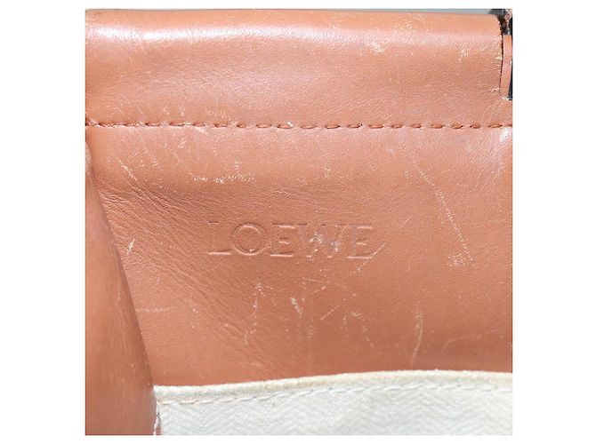 LOEWE Bolsa Anagrama de Lona Cuero Naranja Marrón Auth hk1621 Castaño - vista 11