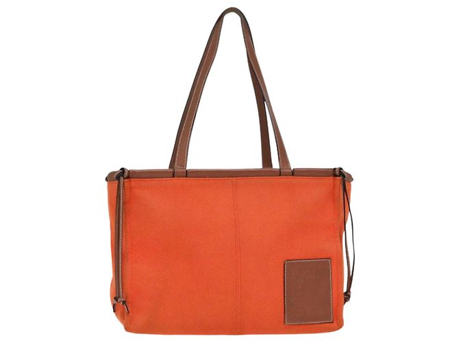 LOEWE Bolsa Anagrama de Lona Cuero Naranja Marrón Auth hk1621 Castaño - vista 13