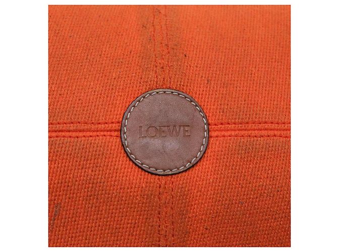 LOEWE Bolsa Anagrama de Lona Cuero Naranja Marrón Auth hk1621 Castaño - vista 17