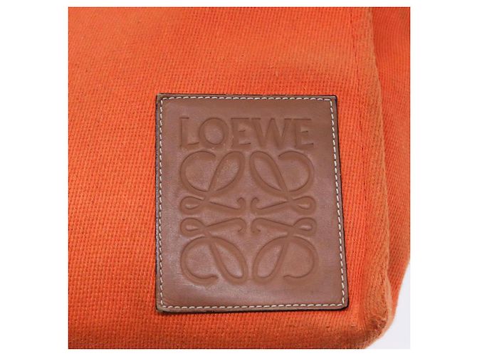 LOEWE Bolsa Anagrama de Lona Cuero Naranja Marrón Auth hk1621 Castaño - vista 18