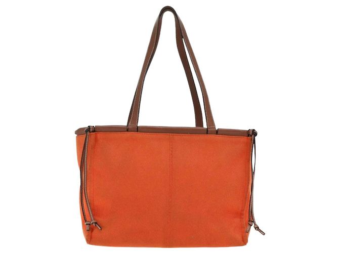LOEWE Bolsa Anagrama de Lona Cuero Naranja Marrón Auth hk1621 Castaño - vista 2