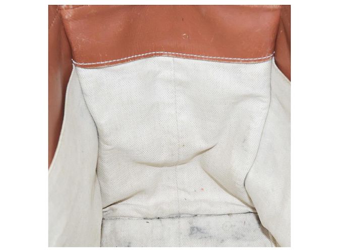 LOEWE Bolsa Anagrama de Lona Cuero Naranja Marrón Auth hk1621 Castaño - vista 20