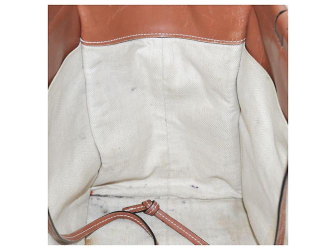 LOEWE Bolsa Anagrama de Lona Cuero Naranja Marrón Auth hk1621 Castaño - vista 21