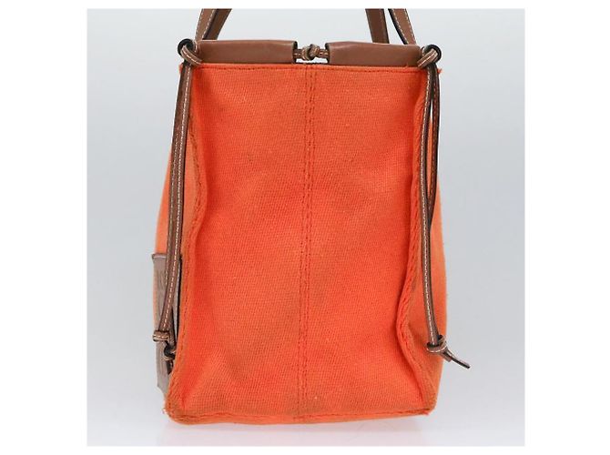 LOEWE Bolsa Anagrama de Lona Cuero Naranja Marrón Auth hk1621 Castaño - vista 3