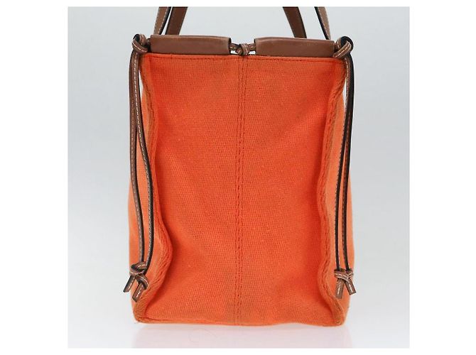 LOEWE Bolsa Anagrama de Lona Cuero Naranja Marrón Auth hk1621 Castaño - vista 4
