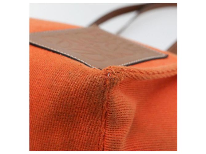 LOEWE Bolsa Anagrama de Lona Cuero Naranja Marrón Auth hk1621 Castaño - vista 9