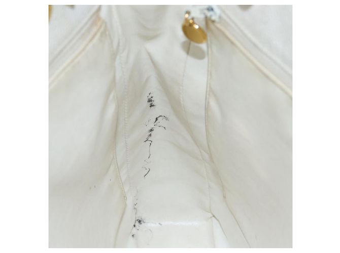 Borsa a spalla a catena CHANEL in pelle di vitello bianco oro CC Auth bs17674 D'oro - vista 10