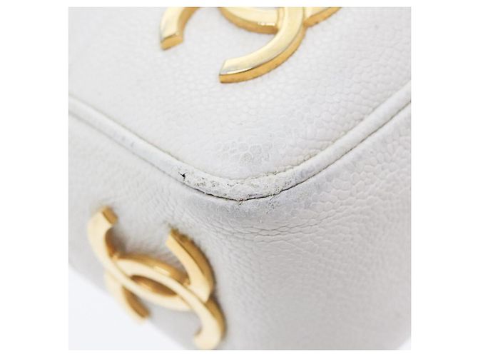 Borsa a spalla a catena CHANEL in pelle di vitello bianco oro CC Auth bs17674 D'oro - vista 17