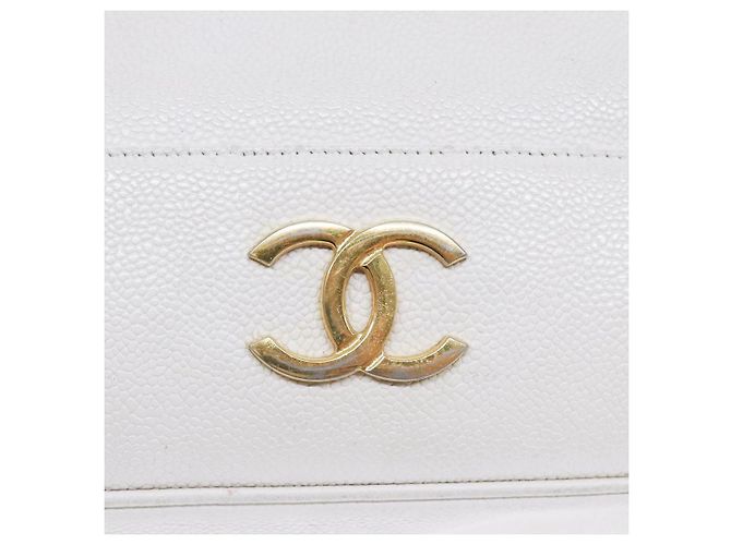 Borsa a spalla a catena CHANEL in pelle di vitello bianco oro CC Auth bs17674 D'oro - vista 18
